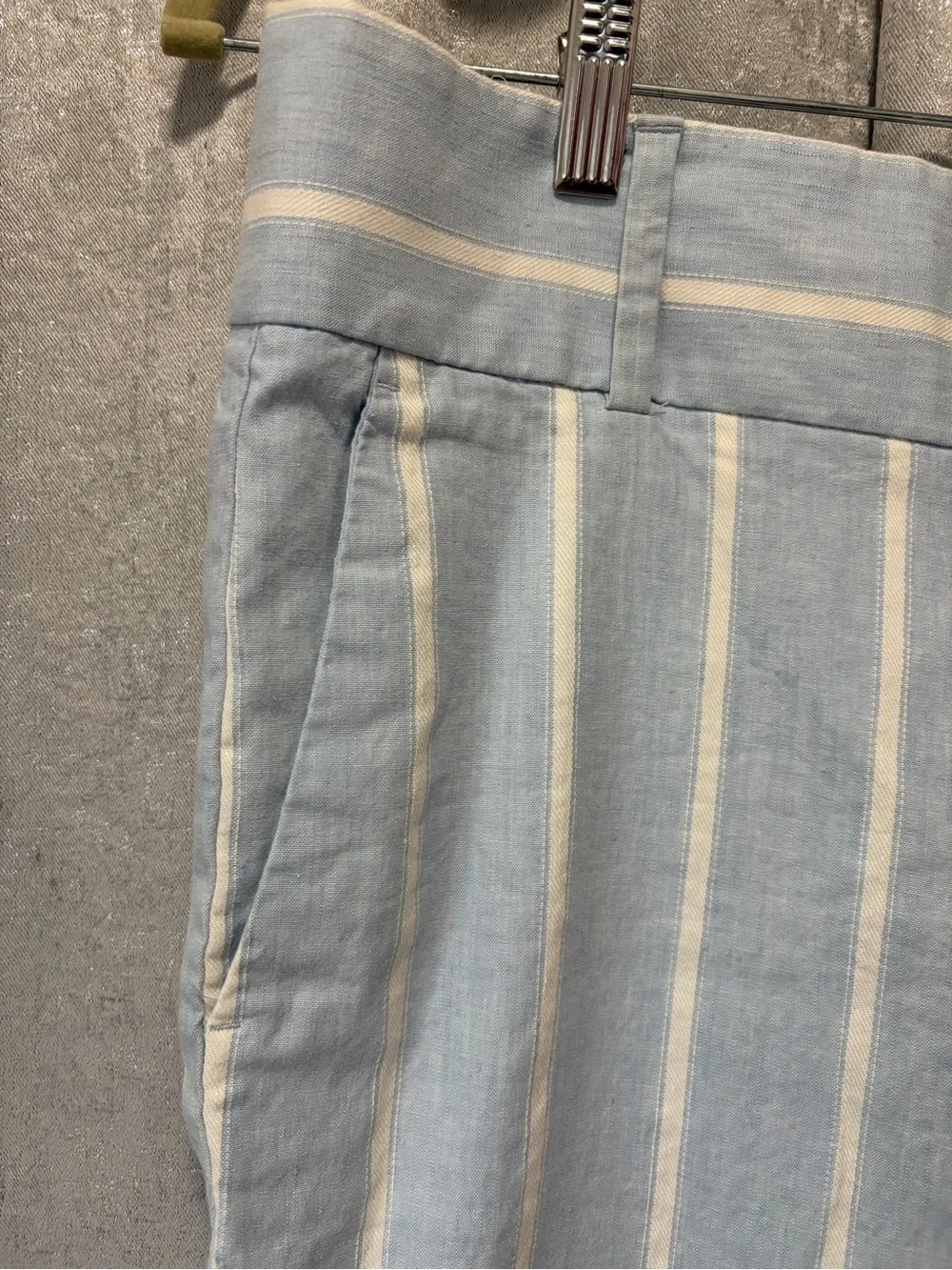 Banana Republic Linen Blend Light Blue Vertical Stripe Chinos 4